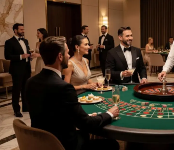 VIP večer v luxusním prostředí s hosty v gala oblečení
